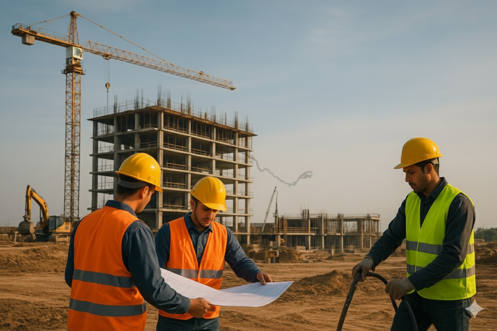 Iran construction market activity: Workers, blueprints, and building framework