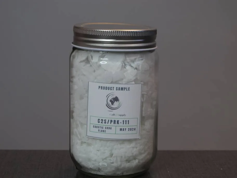 Industrial grade caustic soda flakes price (NaOH) product sample showing high purity and export quality specifications.